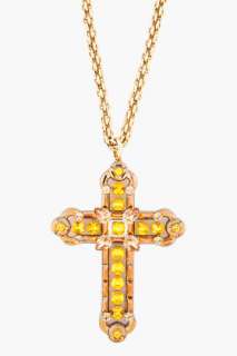 Lanvin Oversize Orange Embellished Cross Necklace for women  
