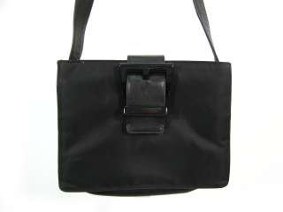 AUTH. PRADA Black Nylon & Leather Classic Handbag  