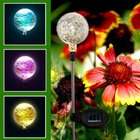   Color Crackle Glass Ball, Solar Power Garden / Yard Decor Stake Light