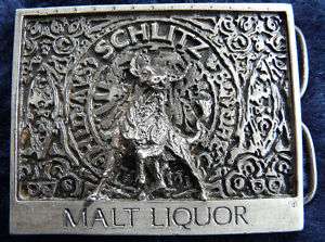 Vintage Schlitz Malt Liquor Bull Alcohol Belt Buckle  