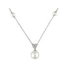 Amour 0.02 CT Diamond TW White Freshwater Pearl Necklace With Chain 