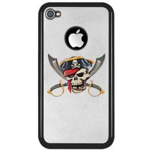  or 4S Clear Case Black Pirate Skull with Bandana Eyepatch Gold Tooth