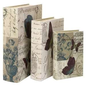 Parisienne Butterfly Book Boxes   Set of 3   10.5W x 14.5H in.  