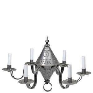   ELECTRIFIED PIERCED TIN CHANDELIER 6 ARMS 10 HT. 19 SPREAD  