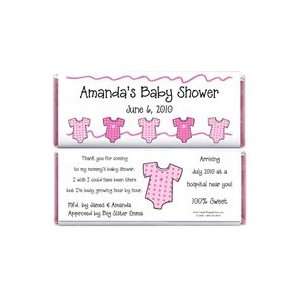  BS230P   Baby Shower Pink Onesies Candy Bar Wrappers Baby
