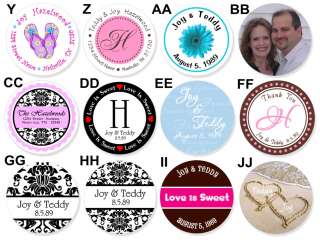 24 Round Label Personalized Wedding Bridal Favor Tag CC  