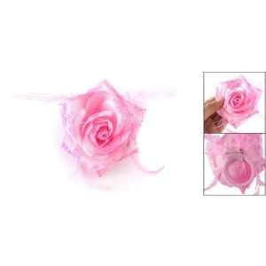   Rose Feather Brooch Pin Elastic Hair Band