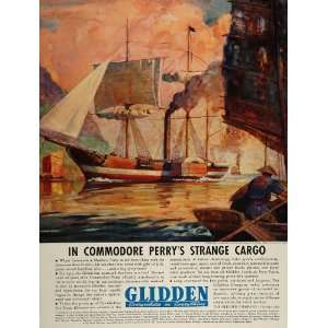  1936 Ad Glidden Soyalastic Paint Commodore Perry Ship 