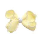 Reflectionz Yellow Grosgrain White Stitch Knot Hair Bow Clippie