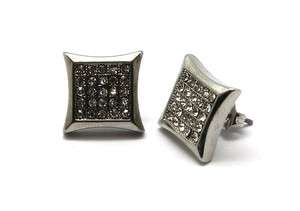   PAVE EARRINGS*B 305S* W/crystal gift box Rhodium & white gold plate