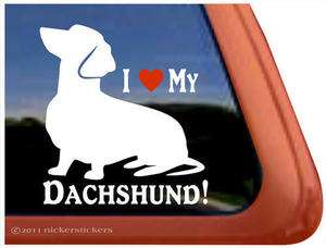 LOVE MY DACHSHUND Weiner Dog High Quality Window Decal Sticker 