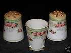 Nippon Hand Painted Pink Floral Salt and Pepper Set  