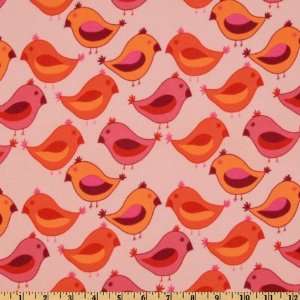  44 Wide Urban Flannel Birds Pink Fabric By The Yard 