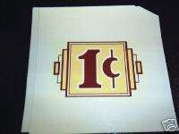 Real 1 Cent art Box water decal #167  