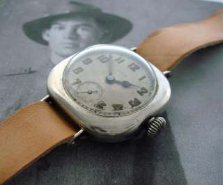 Mens Old Antique Estate Sterling WWI Era Elgin Wire Lug Wrist Watch 