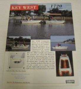 Yamaha c. 1985   1992 1720 Key West Boat Sales Brochure  