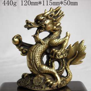440g 120mm High Chinese Copper Hand made carved dragon Statue  