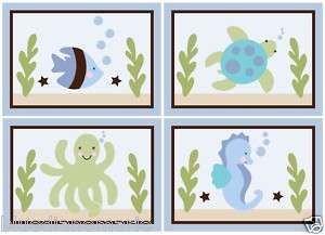 set of 4 Ocean Babies/Sea Life 5x7 Matte Prints  