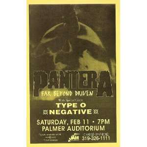 Pantera Type O Negative Original Concert Poster 1995 