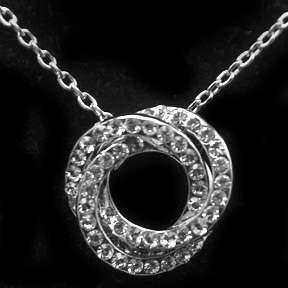 Swarovski Clear Crystal ~TRIPLE CIRCLE KNOT~ Necklace  