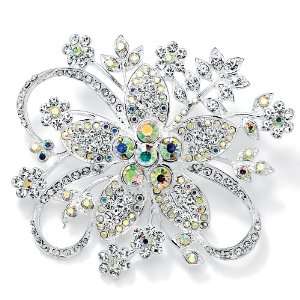  PalmBeach Jewelry Silvertone Crystal Bouquet Pin Jewelry