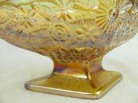 Vintage Marigold Carnival Glass Diamond Ice Cream Dish  