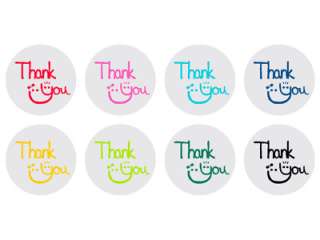 48 Clear Thank You Seals/Stickers, various color print  