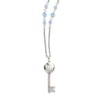   Silver tone Blue Crystal Key Locket 22 Inch With ext Necklace