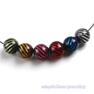 100x Mixed Colors Zebra Round Acrylic Beads 15mm 111415  