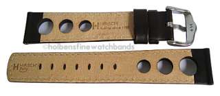 20mm Hirsch RALLY Sport GT Brown Leather Watch Band Strap