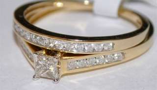 DIAMOND WEDDING SET ENGAGEMENT RING AND BAND 0.50CT YELLOW GOLD 