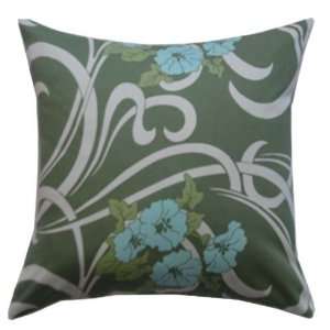  Graceful Vine Moss Green Floral Throw Pillow (Insert Sold 