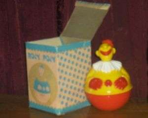 Vintage Toy Roly Poly Clown Knickerbocker Plastic w Box  