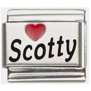  Scotty Red Heart Laser Name Italian Charm Link Jewelry