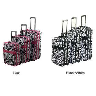   com Zebra Pattern Expandable 3 Piece Upright Luggage Set 