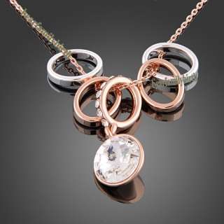 18K rose gold Gp Swarovski Crystal new hot necklace N36  