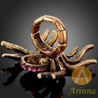 Arinna colorized spider swarovski Crystals gold GP Ring  