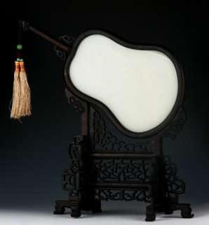 HAND CARVED AFGHANISTAN JADE & WOOD SCREEN ORCHID #4302  