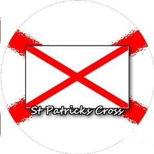   58mm Round Badge Style Keyring St Patricks Cross Flag