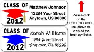 30   Graduation Class of 2012 Cap Themed Return Address Labels