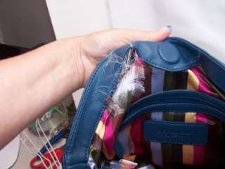 Tignanello BLACK/BLUE Leather Two Tone Bucket Tote Handbag A210632 $ 