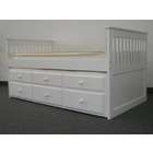 Bedz King Captains Bed Twin with Twin Trundle and Drawers in White