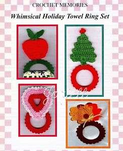 Whimsical Holiday Towel Ring Sets crochet patterns NEW  