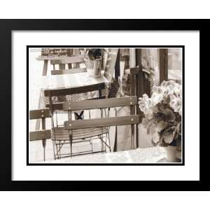 Fernandez Framed and Double Matted 25x29 Tables In Restaurant 