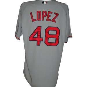 Javier Lopez #48 2008 Red Sox Game Used Road Grey Jersey   