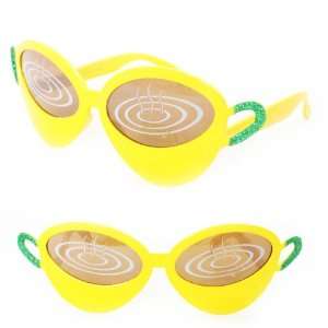Hotlove Fun  Coffee Eye Fashion Sunglasses FT033 Yellow Plastic Frame 