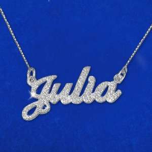  Sparkling Diamond Cut Sterling Silver Name Necklace 