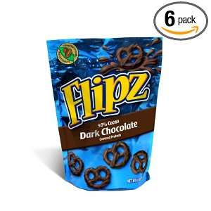 Flipz Dark Chocolate Pretzel, 4 Ounce (Pack of 6)  Grocery 
