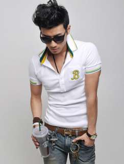 Mens Fashion Casual Slim Fit Polo Collar Shirt T Shirts Tops MCH0869 