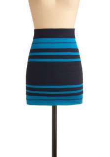 Strait of Gibraltar Skirt   Blue, Stripes, Party, Casual, Sheath 